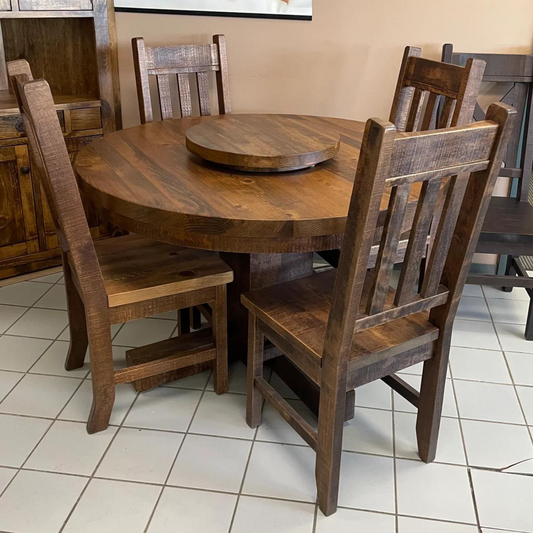 Rustic Pine 42" Round Square Pedestal Table